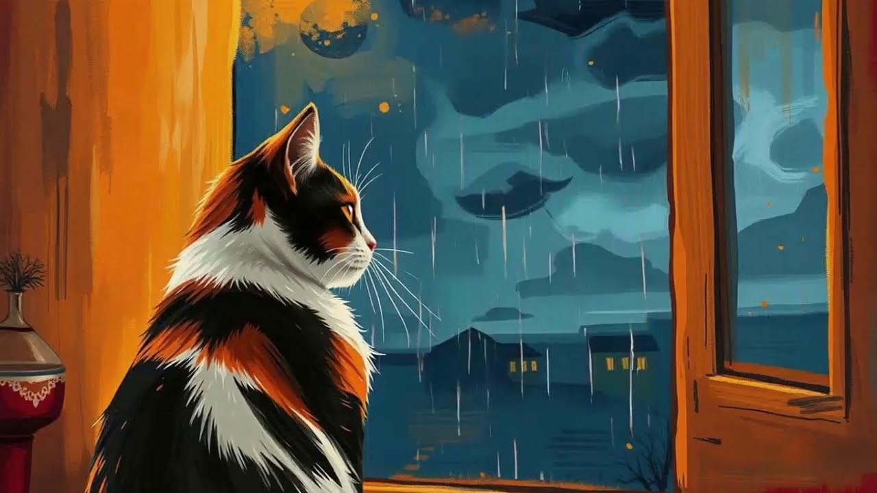 Cozy Cat Journal 🌧 Watching Rain • Calm Lo-Fi Night