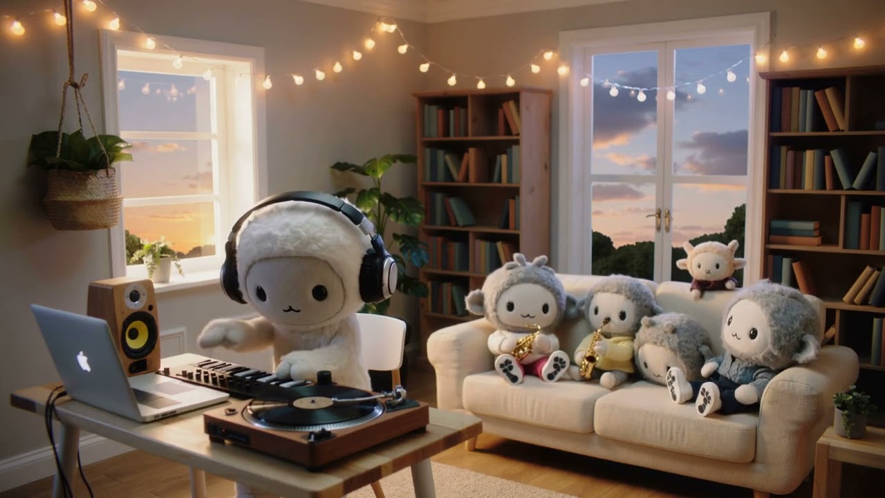 Fuggler Plush Relaxing Lofi Room – Cozy Sunset Ambience for Sleep & Study