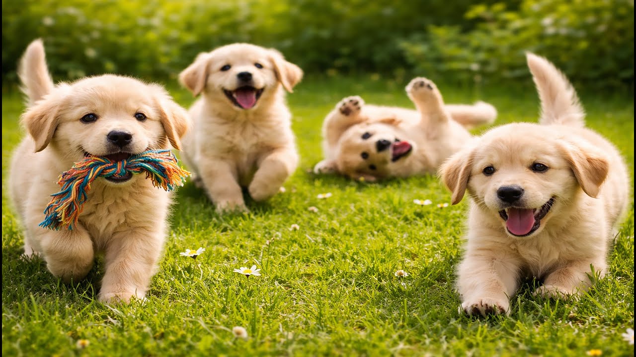 🧸🐾 Adorable Baby Puppies Having a Toy Battle on the Grass | Cute Dog Video | Dog Barking Sounds