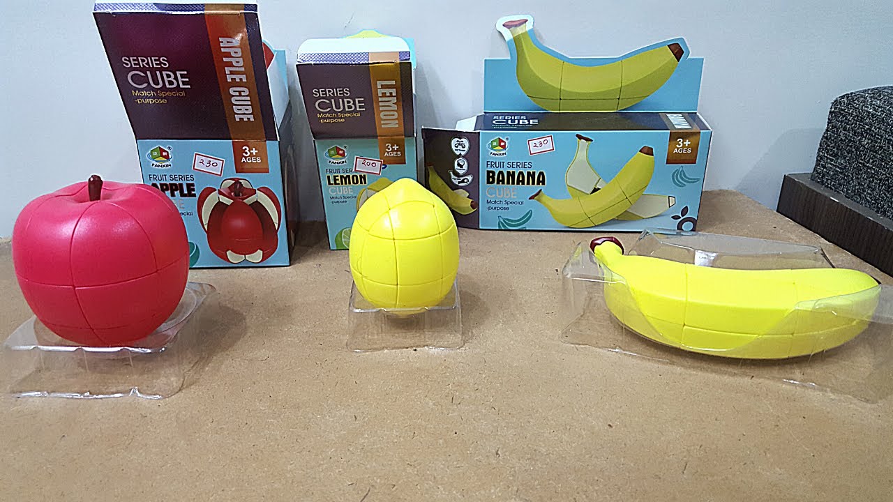 Unboxing and review of Apple, Banana, Lemon fruit shape rubik's cube
