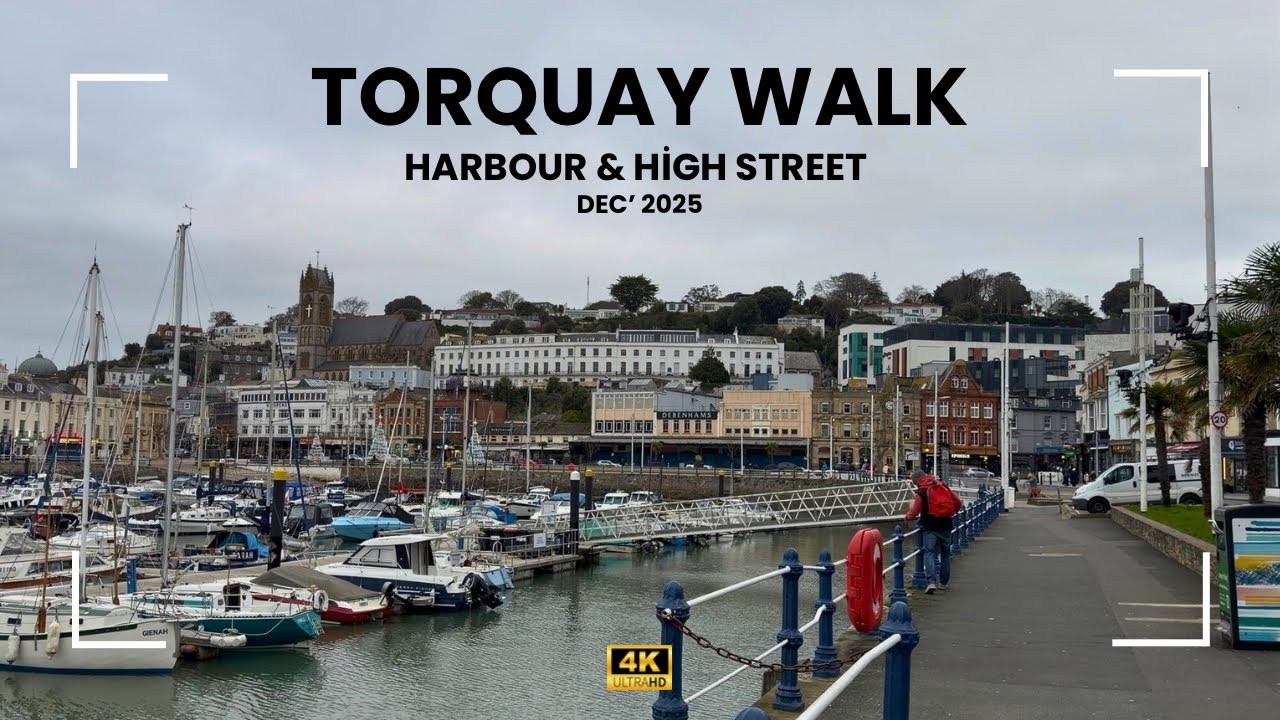 Torquay Harbour to High Street Walk | Quiet Winter Sunday | December 2025
