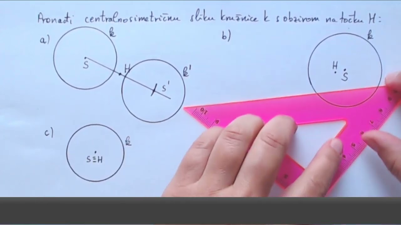 Centralna simetrija - 05 - preslikavanje kružnice