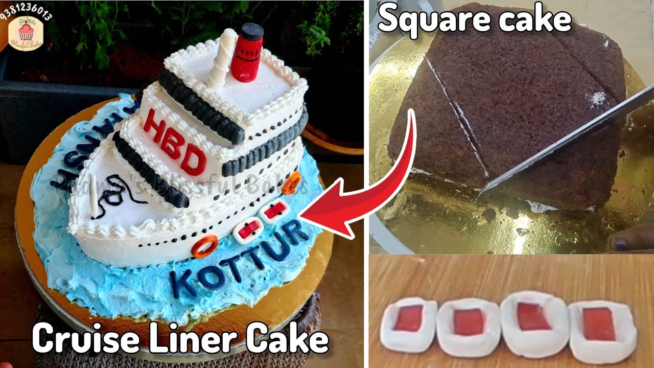 Cruise Liner Ship Cake design with Minimum fondant - Whipped cream