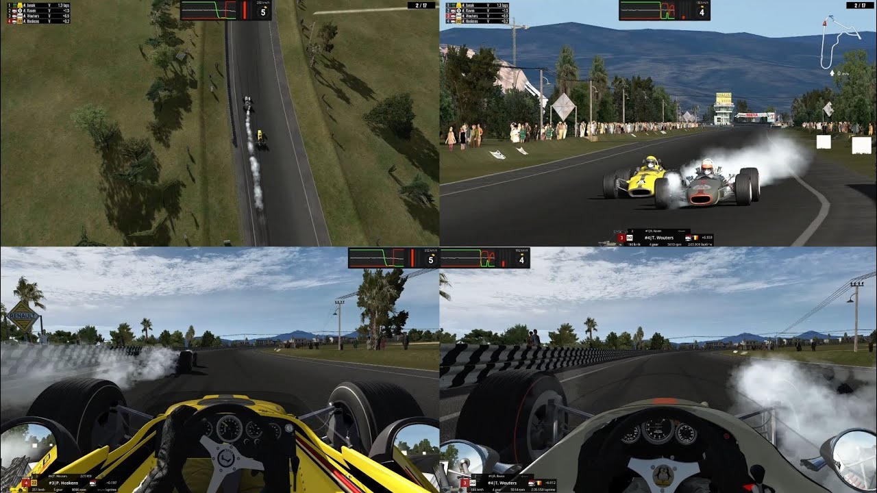 1967 Brabham BT24 vs Honda RA300 on Classic Mexico Circuit