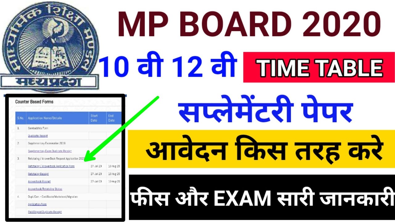 Mp Board 12th Result 2020 | 10th 12th supplementary exam form | supply exam date | fail का क्या होगा