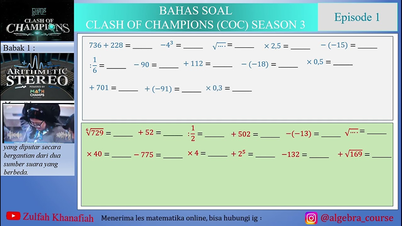 ARITHMETIC STEREO - SOAL COC SEASON 3 EPISODE 1 BABAK 1 Clash of Champion by Ruang Guru