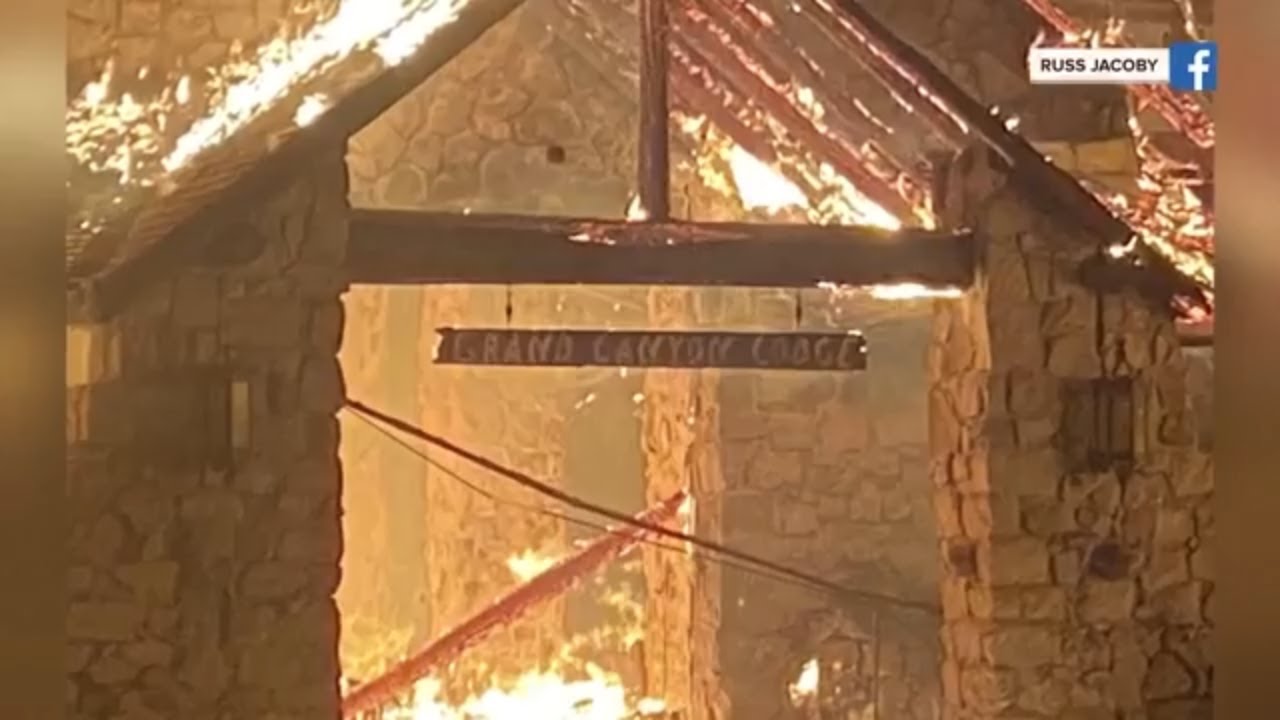 Wildfire along Grand Canyon's North Rim destroys historic lodge and is spreading rapidly