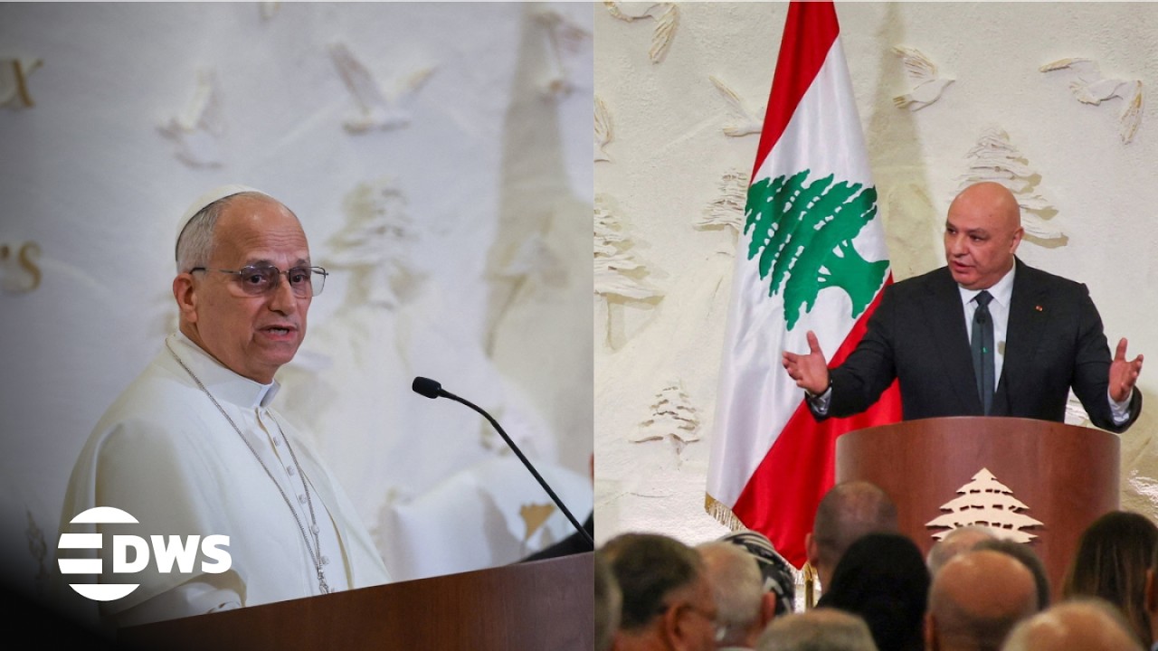 FULL HISTORIC SPEECHES: Pope Leo XIV & President Aoun Address Leaders in Baabda, Lebanon | AK14