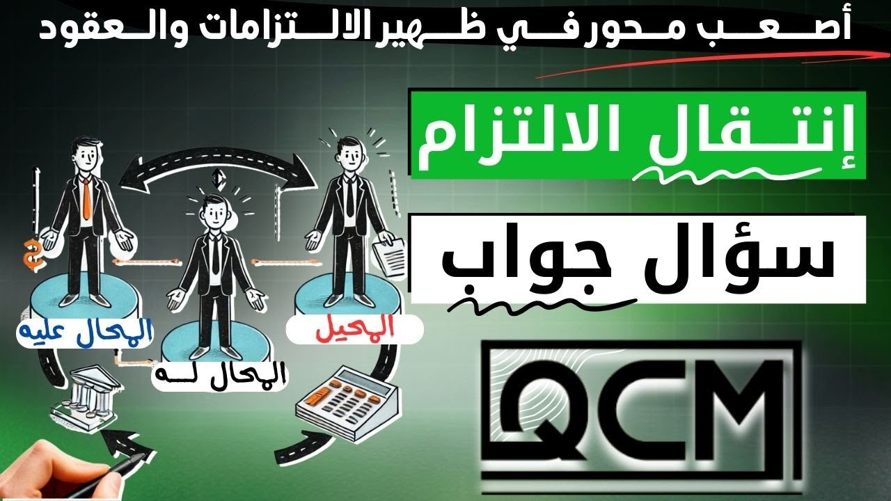 أسئلة وأجوبة QCM لفهم انتقال الالتزام في ظهير الالتزامات والعقود (حوالة الحق - الحلول - الانابة)