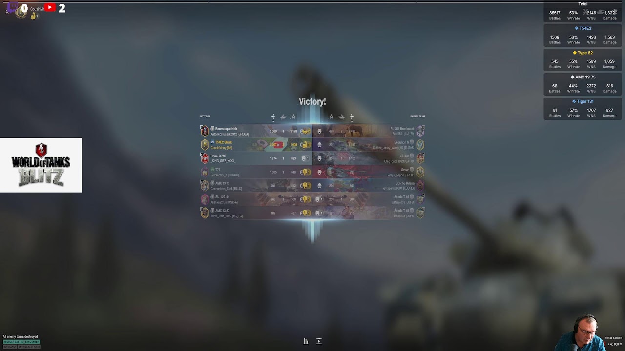 world of tanks blitz Sunday with CousinVinny live at 12 dead by 2 minutes past :)