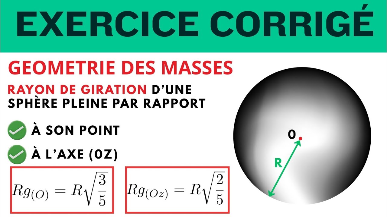 RAYON DE GIRATION D'UNE SPHÈRE PLEINE|EXERCICE CORRIGÉ |GEOMETRIE DES MASSES 