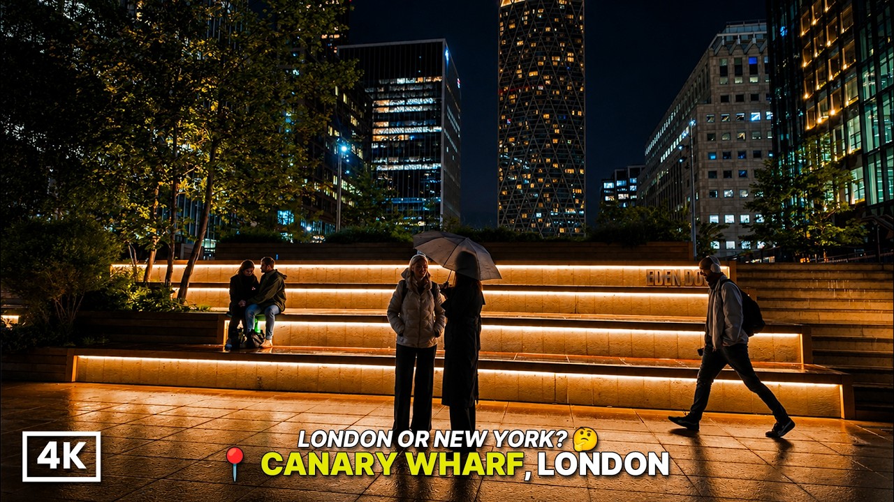 🌃 I Found New York in London?! | Canary Wharf Night Walk