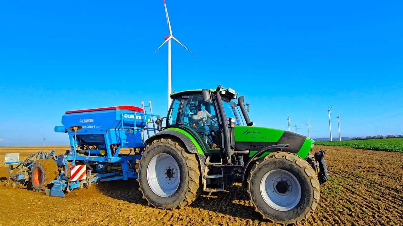 Deutz 1160 TTV 6 -Zylinder mit Eigenbau von GPS System & Lemken Compact Solitair 9 beim Weizen säen