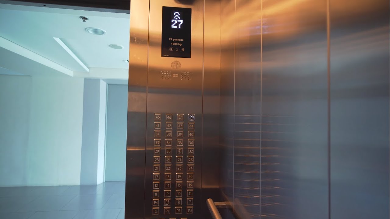 Philippines, Metro Manila, The Beacon Makati, KONE elevator - going up to roof deck
