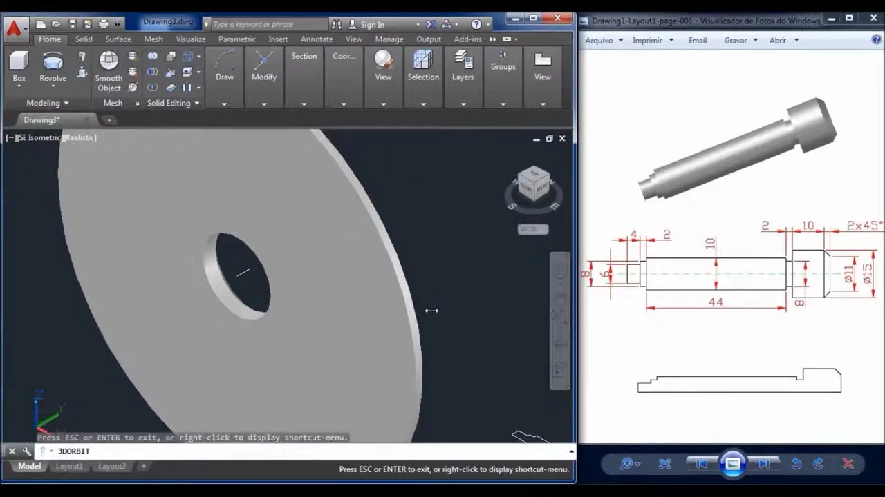 Função Revolve AutoCAD 3D