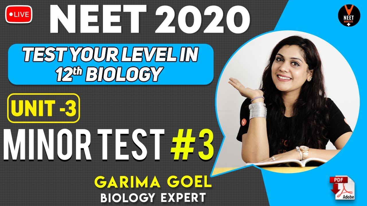 NEET Biology MCQ | Test your Biology Class 12 Unit 3 | Crash Course NEET 2020 Preparation | G.Goel