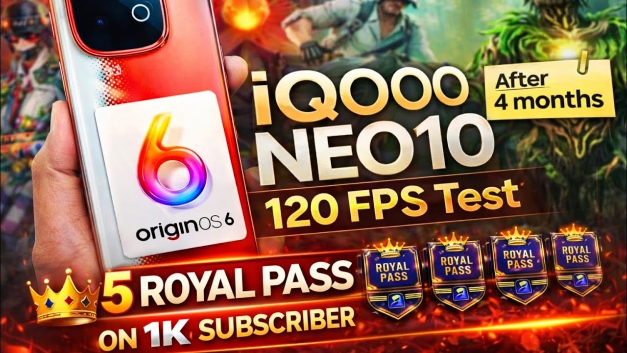 iQOO Neo 10 4.2 Update 😳 | 120FPS BGMI Test After OriginOS 6🔥| 🎁 5 Royal Pass Giveaway @1K #bgmilive