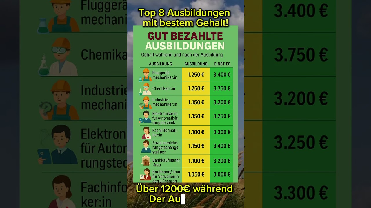 Top 10 Ausbildungen mit bestem Gehalt, p&uuml;nktlich zum heutigen Ausbildungsstart! 🚀🤑