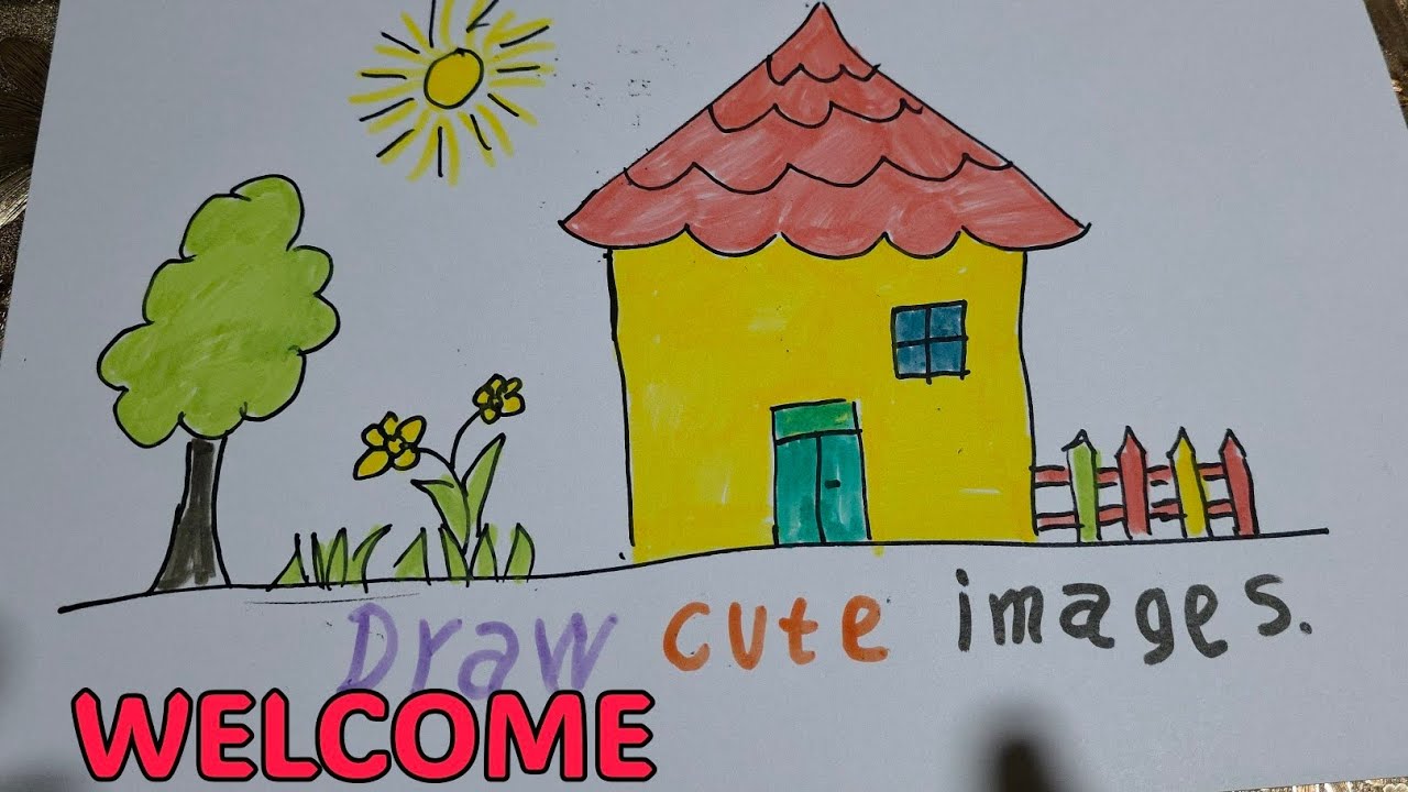 HOW TO DRAW A HOUSE EASY DRAWING, COLORING £ PAINTING FOR KIDS , TODDLERS