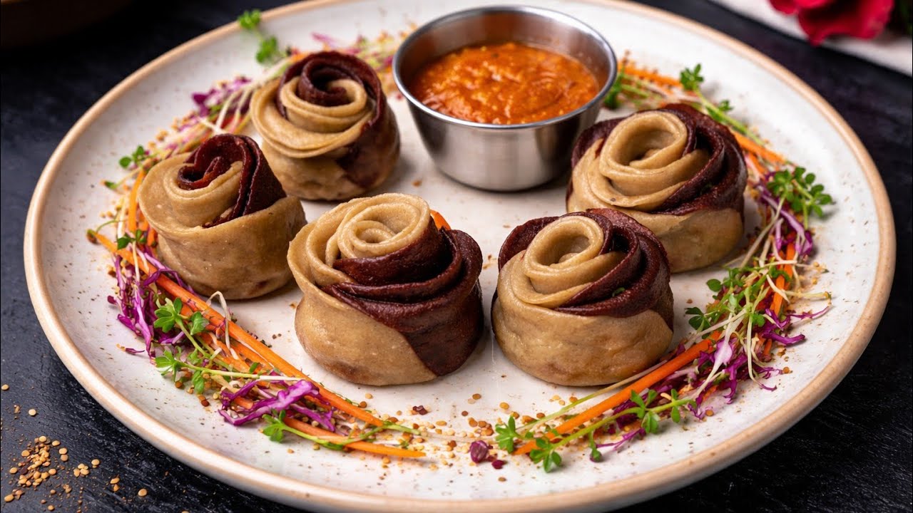 Rose Momos 🌹 recipe | Momo Recipe |Veg Wholewheat Momo's  | Chinese Dumplings |healthy momos recipe 