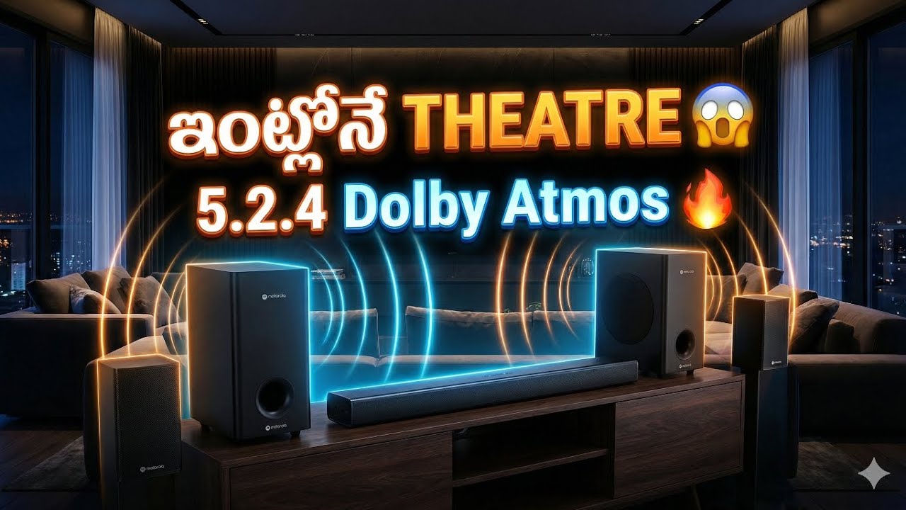 Motorola 5.2.4 Dolby Atmos Soundbar 🔥 | Home Theatre Experience at Home 😲 | Telugu Review