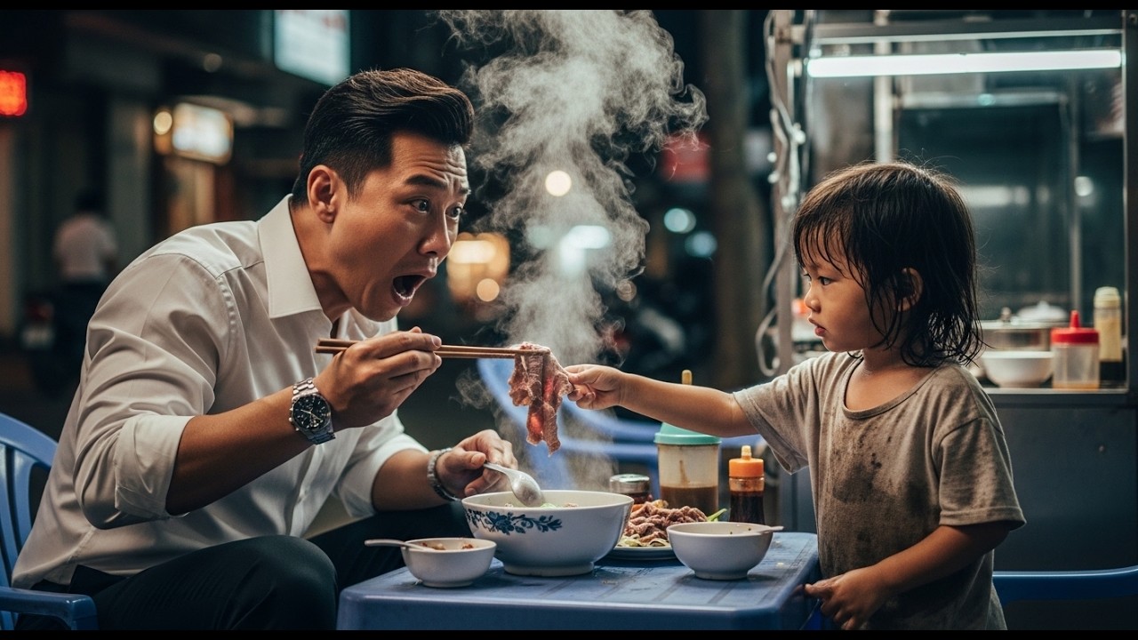 Tỷ Phú Đang Ăn Bát Phở 30k – đột Nhiên Bé Gái Chạy Đến Xin Miếng Thịt – Vợ Bị Oan