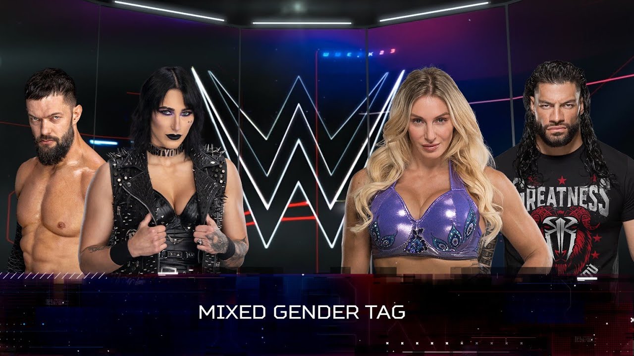 Rhea Ripley Finn Balor Vs Charlotte Flair Roman Reigns New Match wwe2k24 #new #wwe #usa #viral #pc
