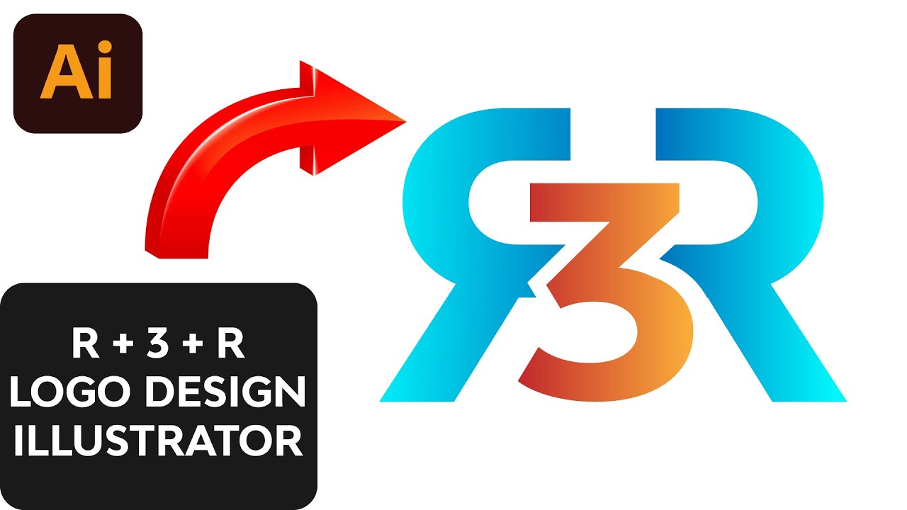 R+3+R logo design in illustrator | Adobe Illustrator CC | Jammu Graphics