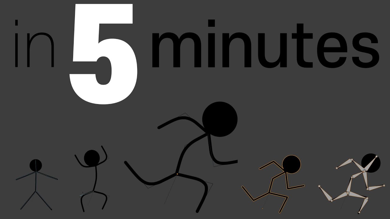 Very Simple Stickman Rigging Setup at Real working speed (Grease Pencil, Blender)