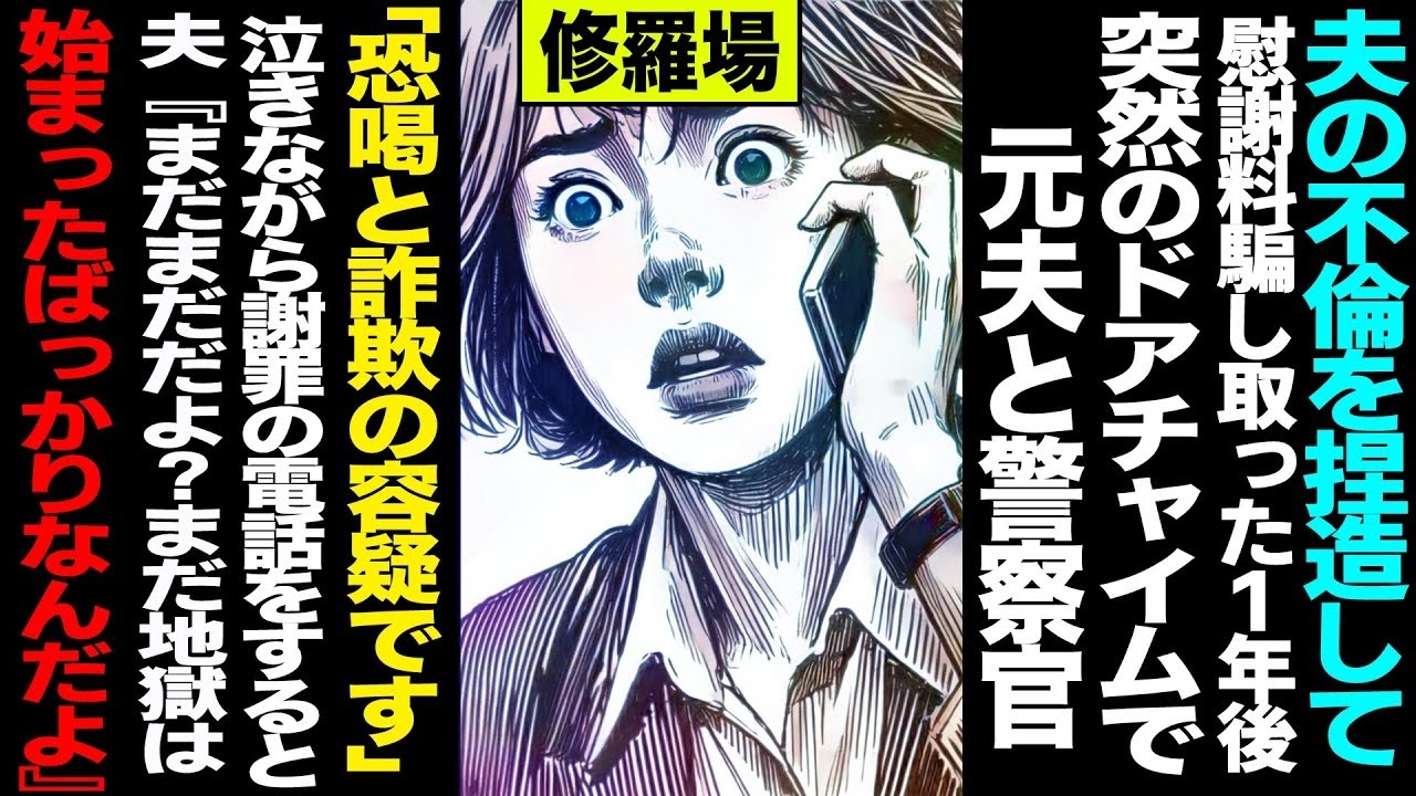 【漫画】夫の不倫を捏造して慰謝料を騙し取った女→1年後、突然のチャイムで元夫と警察が来訪→「恐喝・詐欺容疑です」地獄の修羅場【セカイノナミダ】