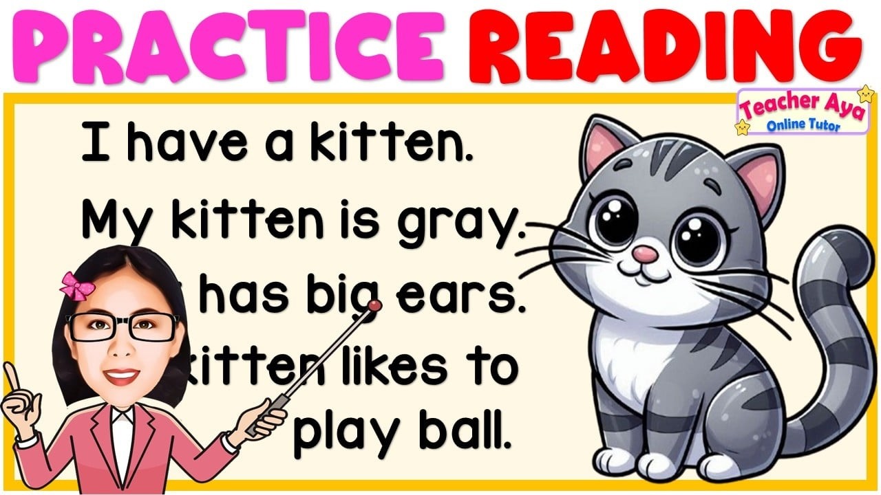 EASY ENGLISH READING LESSON FOR GRADE 1,2,3 | LEARN TO READ | READING TUTORIAL FOR KIDS |TEACHER AYA