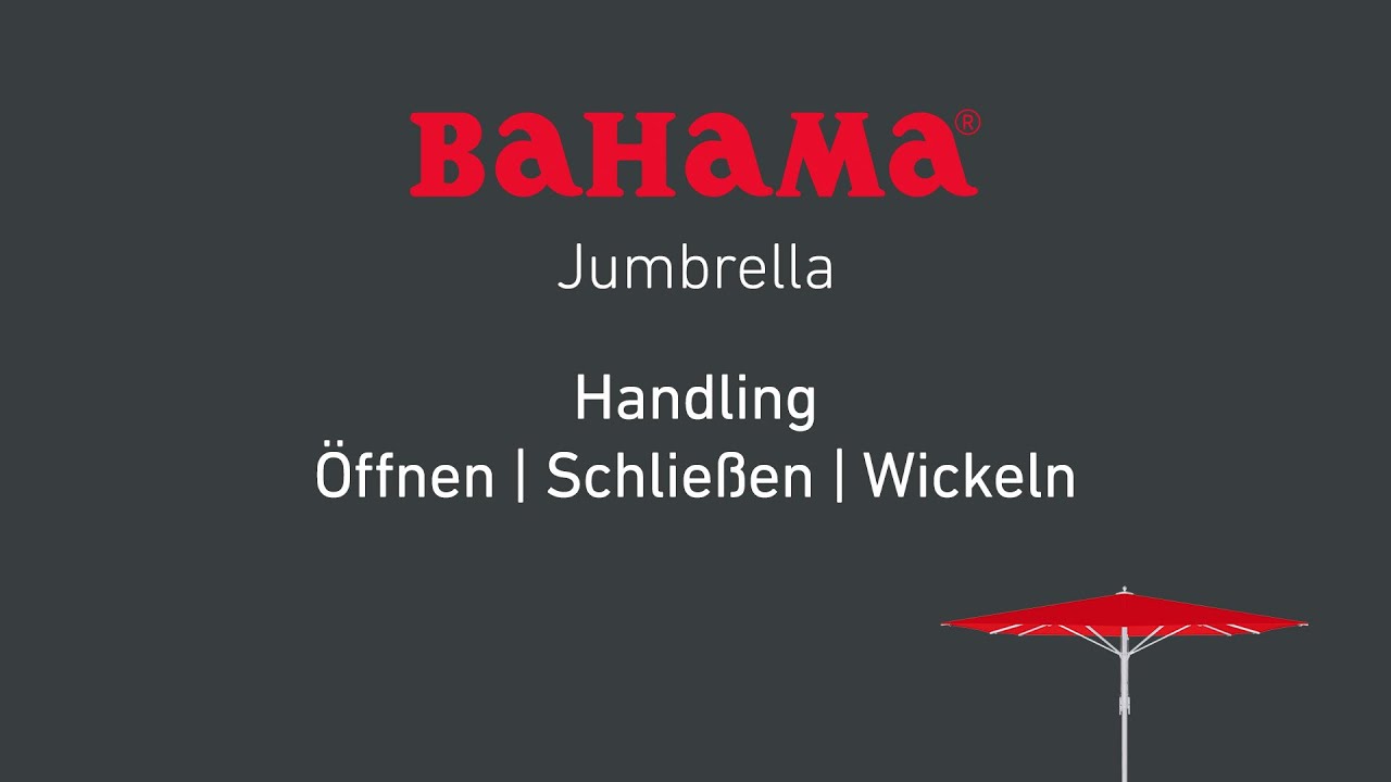 Jumbrella: Handling | Öffnen | Schließen | Wickeln