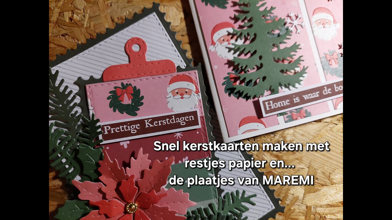 Snel kerstkaarten maken met restjes papier en... de plaatjes van MAREMI