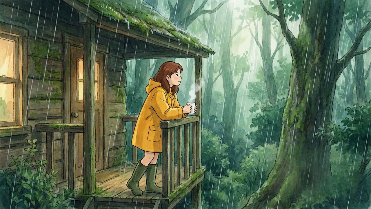 Slow Living: Quiet Rainy Day in a Forest Cabin | Soft Rain Sounds | Ghibli Vibes