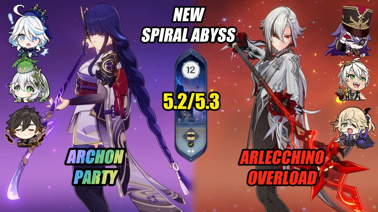 C1 Raiden archon party | C0 Arlecchino overload | Spiral abyss floor 12 5.2/5.3 | Genshin Impact