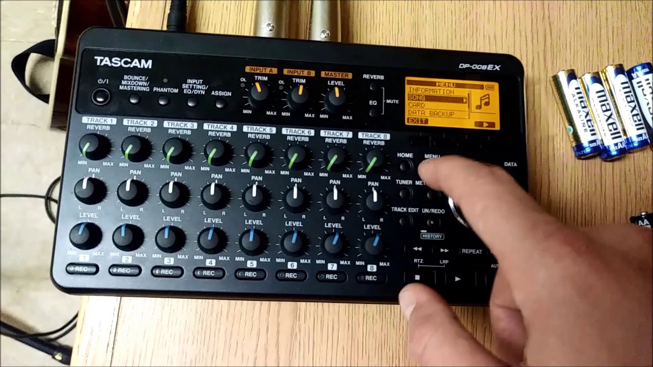 Tascam DP-008ex Internal Condenser Mic Review and Demonstration