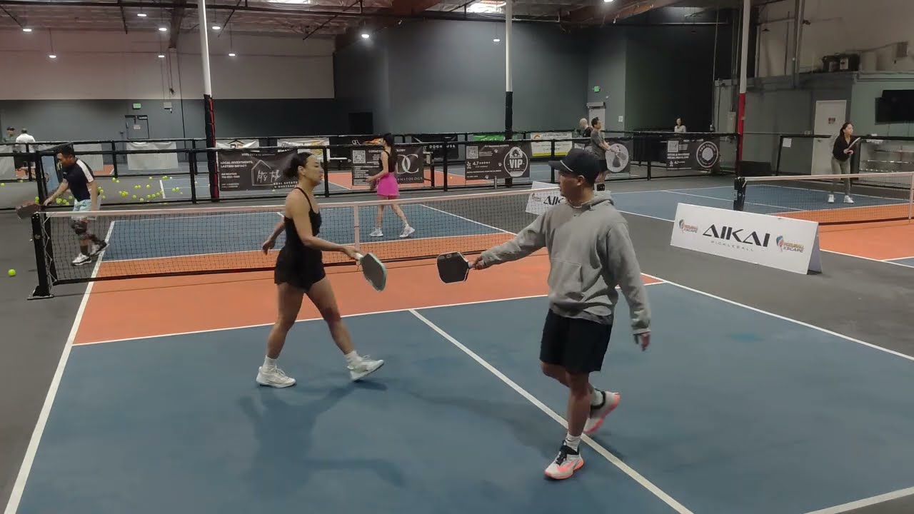 Mixed Doubles @ XSCAPE: MINH & KARA (far side) vs YOUNG STAR'S (near side) Recreational Game.
