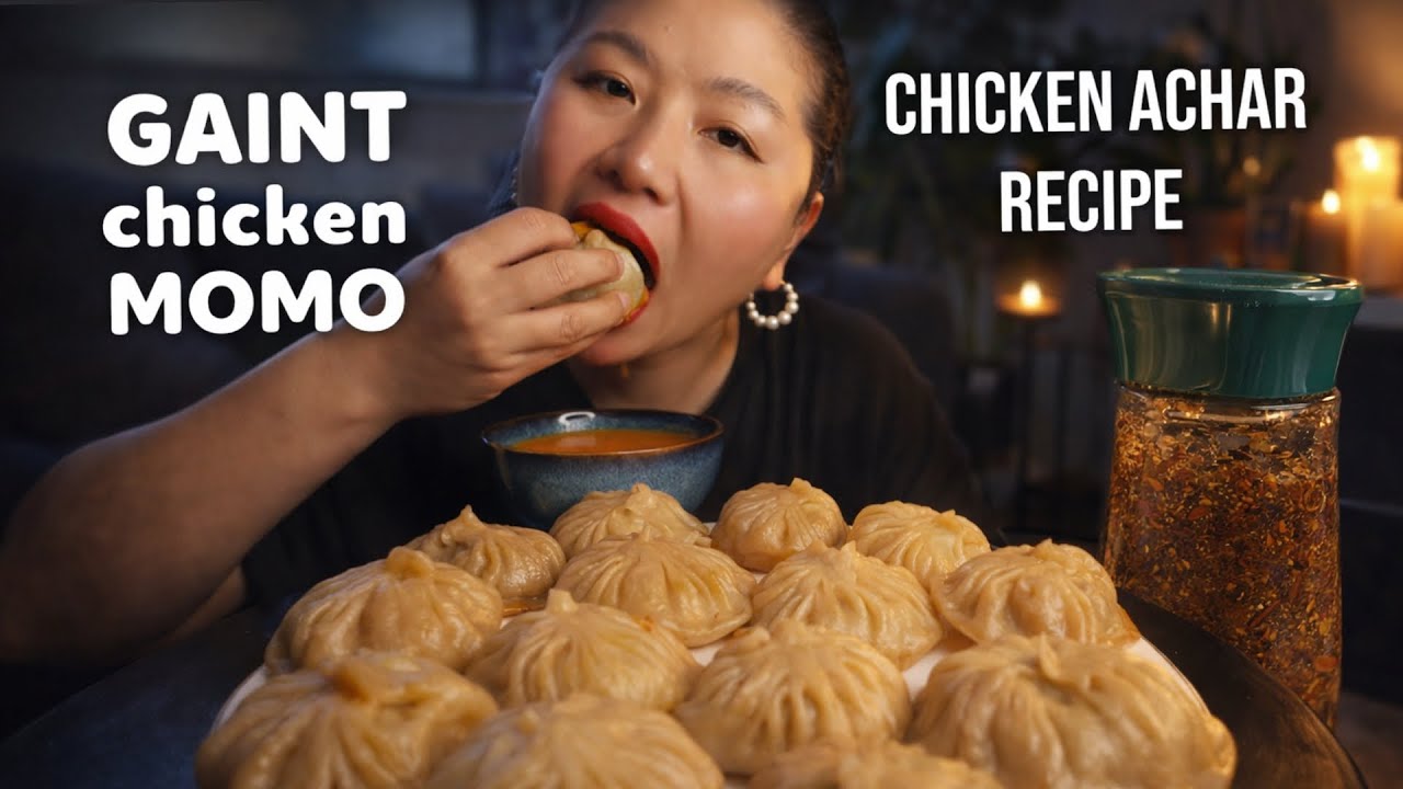  GIANT Chicken Momo Mukbang + Spicy Chicken Achar Recipe | Nepali Food Daily Vlog