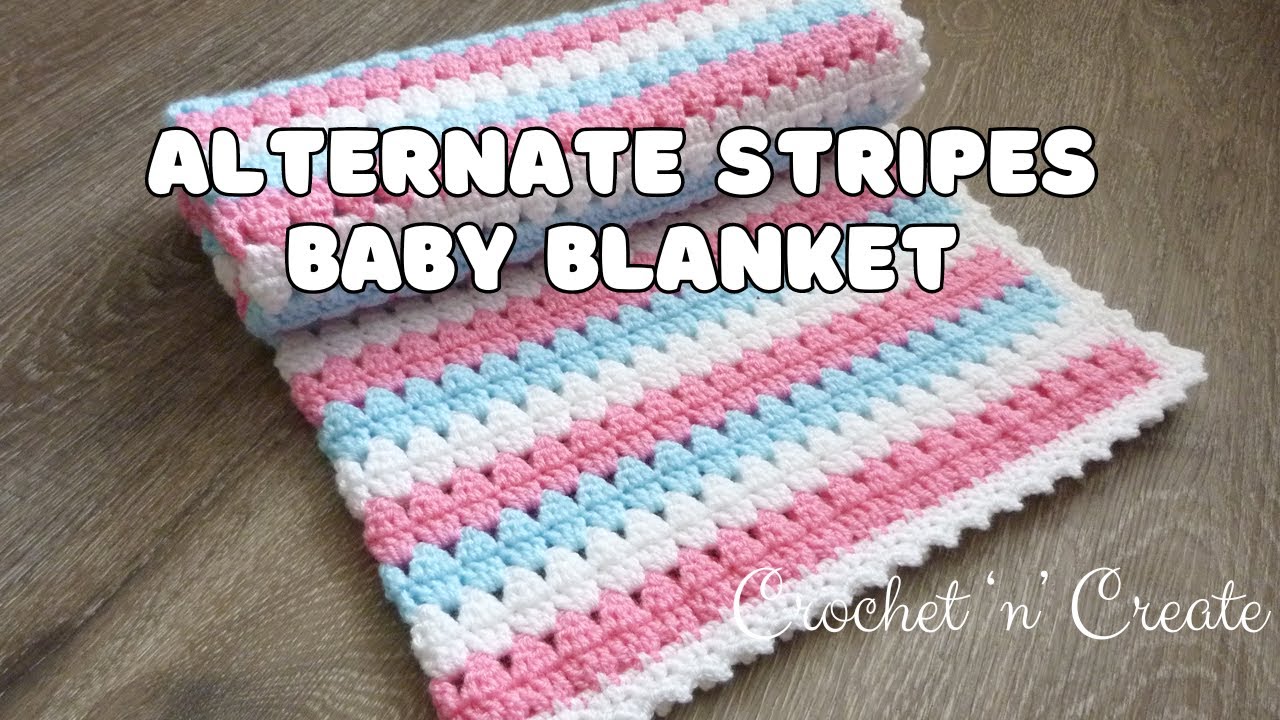 Crochet Pattern Alternate Stripes Baby Blanket #freecrochetpattern #easycrochet