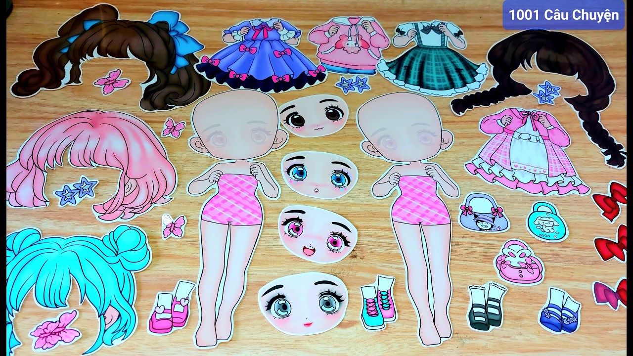 Thiết kế sổ sticker Tóc, Váy, Giầy, Túi sách Mitsumi & Kuromi - Tạo búp bê giấy dịu dàng & Cá tính