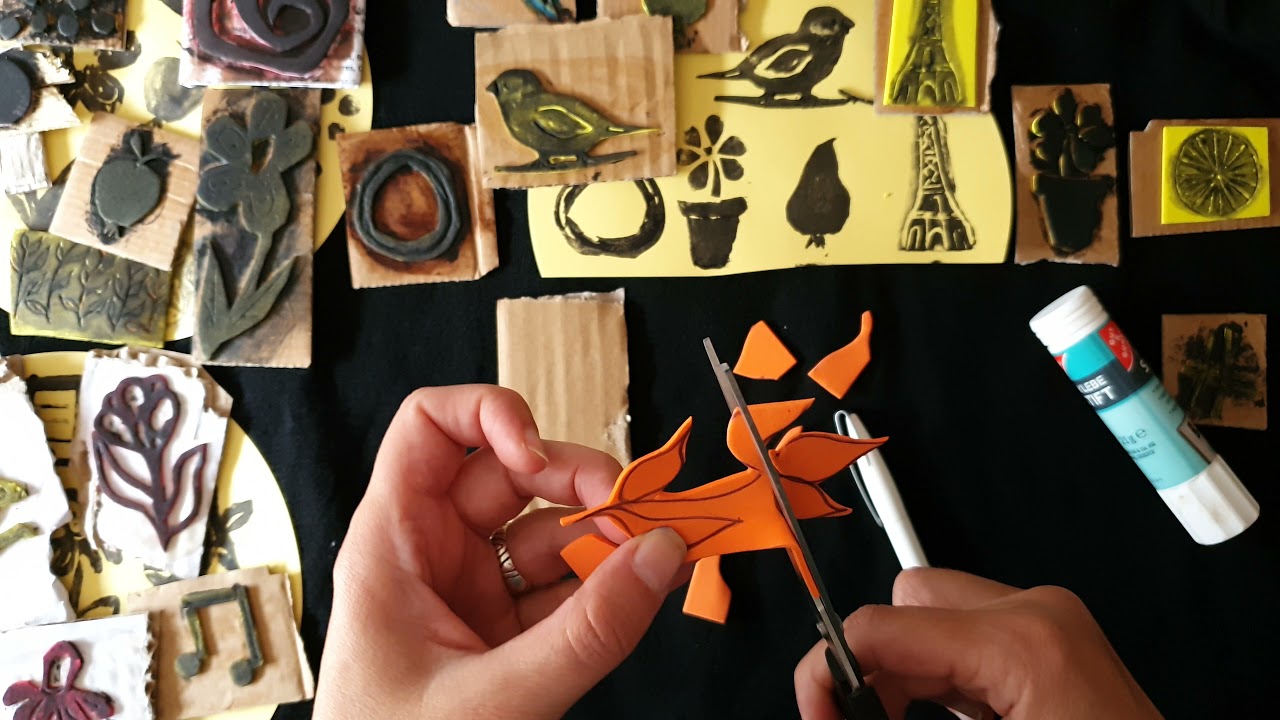 How I make my own stamps /fun foam, paper cardboard and acrylic paint / easy, cheap and good result