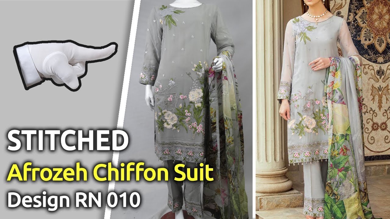 Latest AFROZEH Chiffon Suit 2019 | Fully Stitched | New Pakistani Dress Design RN-010
