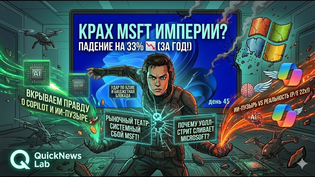 MICROSOFT: КРАХ ИМПЕРИИ ИЛИ СКИДКА ВЕКА? 📉 Почему Уолл-стрит сливает $MSFT? #инвестиции #2026
