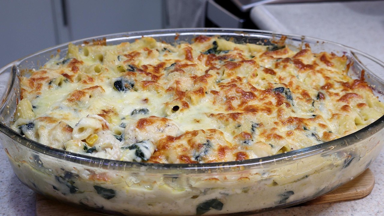 Pasta Gratinada al Horno | Receta Fácil y Deliciosa con Espinacas