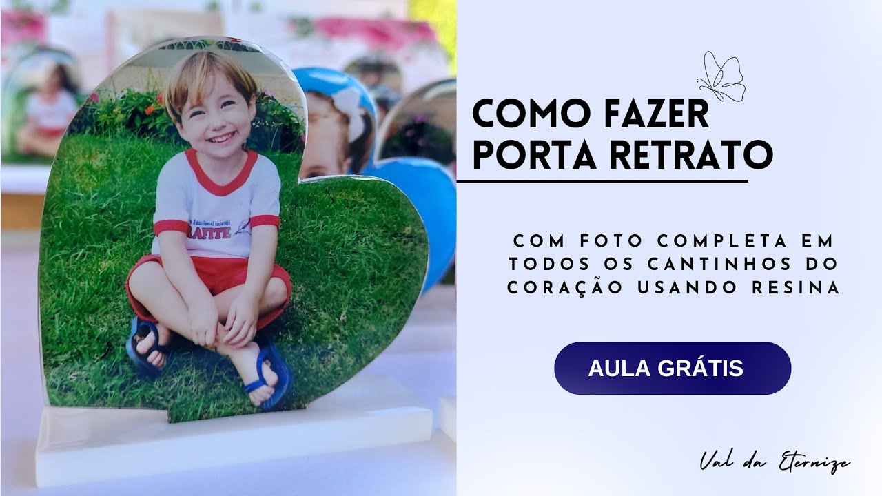 Como fazer porta retrato de resina com foto completa / Aula Grátis