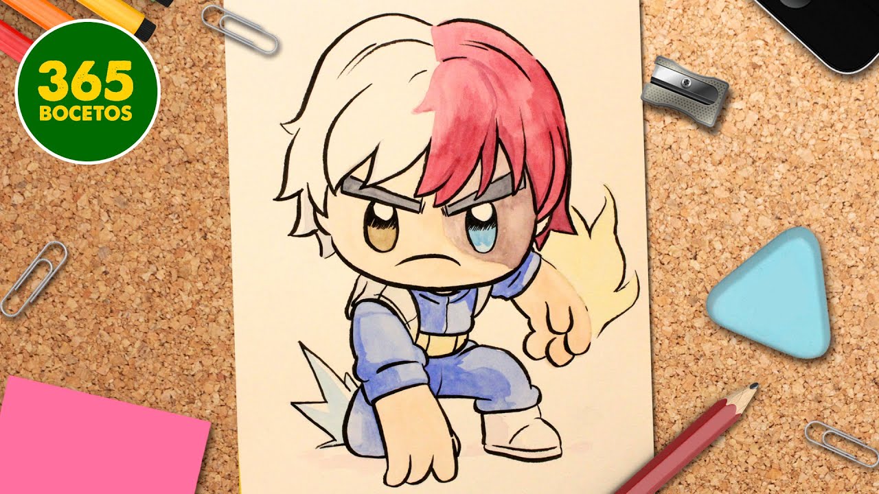 COMO DIBUJAR A TODOROKI KAWAII 🔥 Dibuja a Todoroki paso a paso y facil con 365 Bocetos