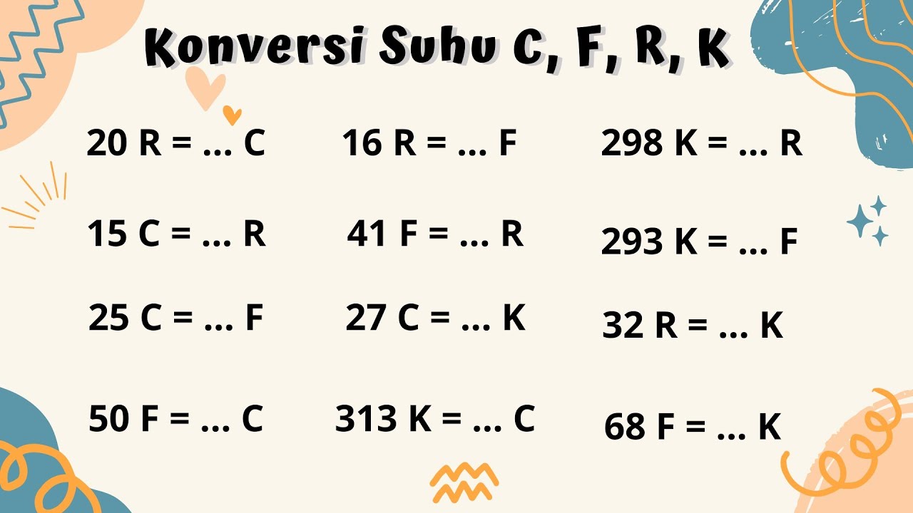 LATIHAN SOAL KONVERSI SUHU C R F K DAN SEBALIKNYA - IPA SMP KELAS 7