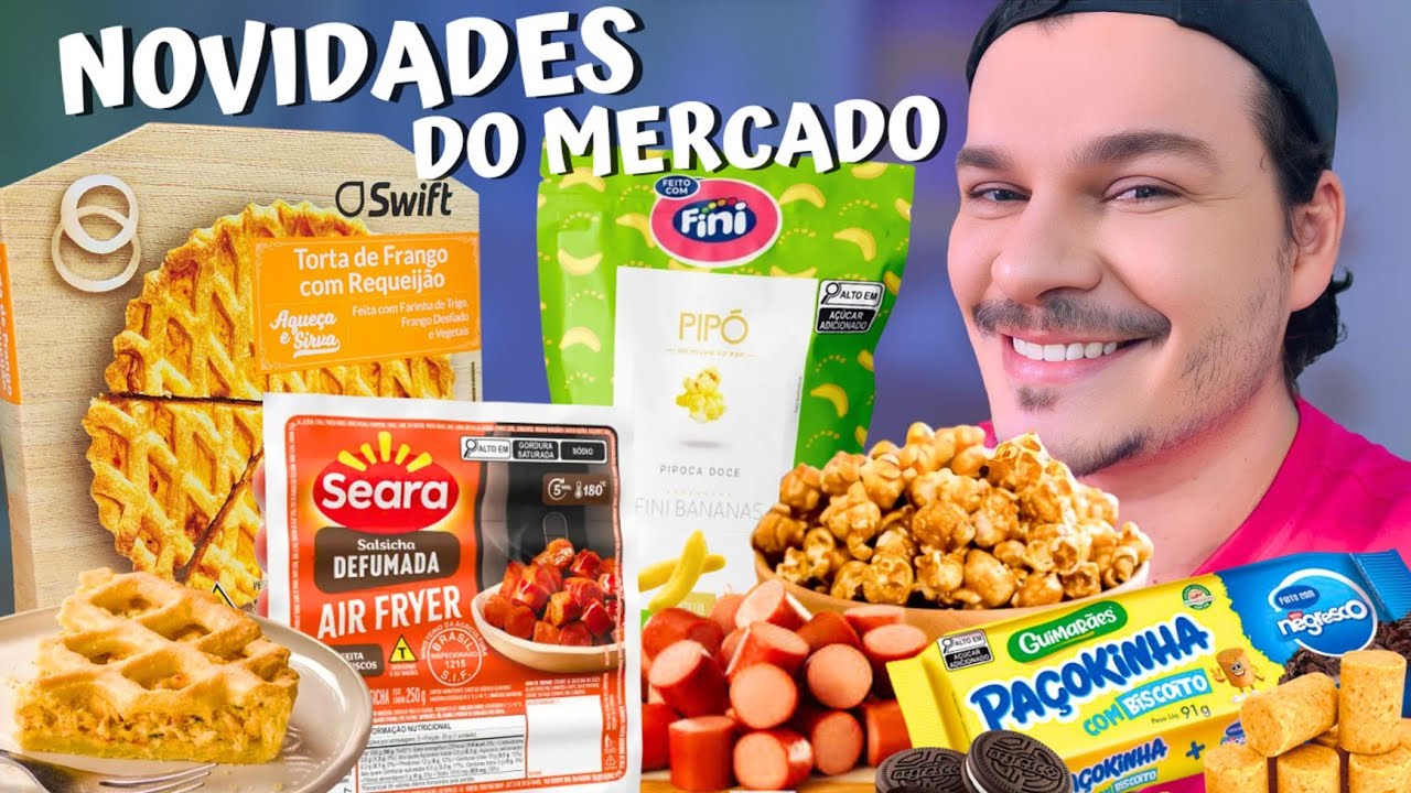 PROVANDO LANÇAMENTOS DE MERCADO / TORTA DE FRANGO SWIFT, SALSICHA DE AIR FRYER DA SEARA, PIPOCA FINI