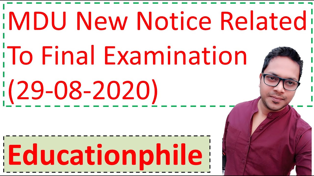 MDU New Notice Related To Final Examination (29-08-2020) |MDU Latest News| MDU latest Update