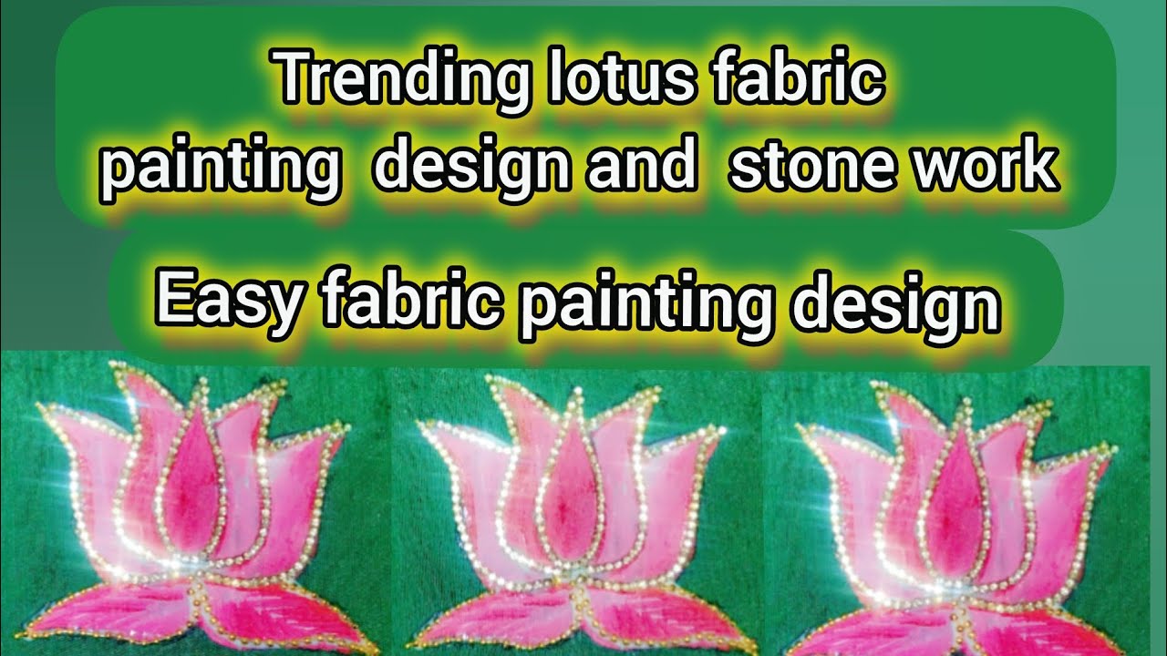 Trending lotus fabric painting design and stone work easy fabric painting design #viral #trending 